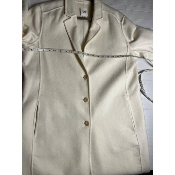 Gap Womens Wool Blend Ivory Button-Front Long Coat Size Large preppy classic - Picture 11 of 13